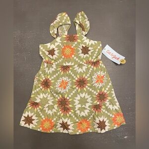 Cat & Jack Olive Starburst Patchwork Pattern Dress